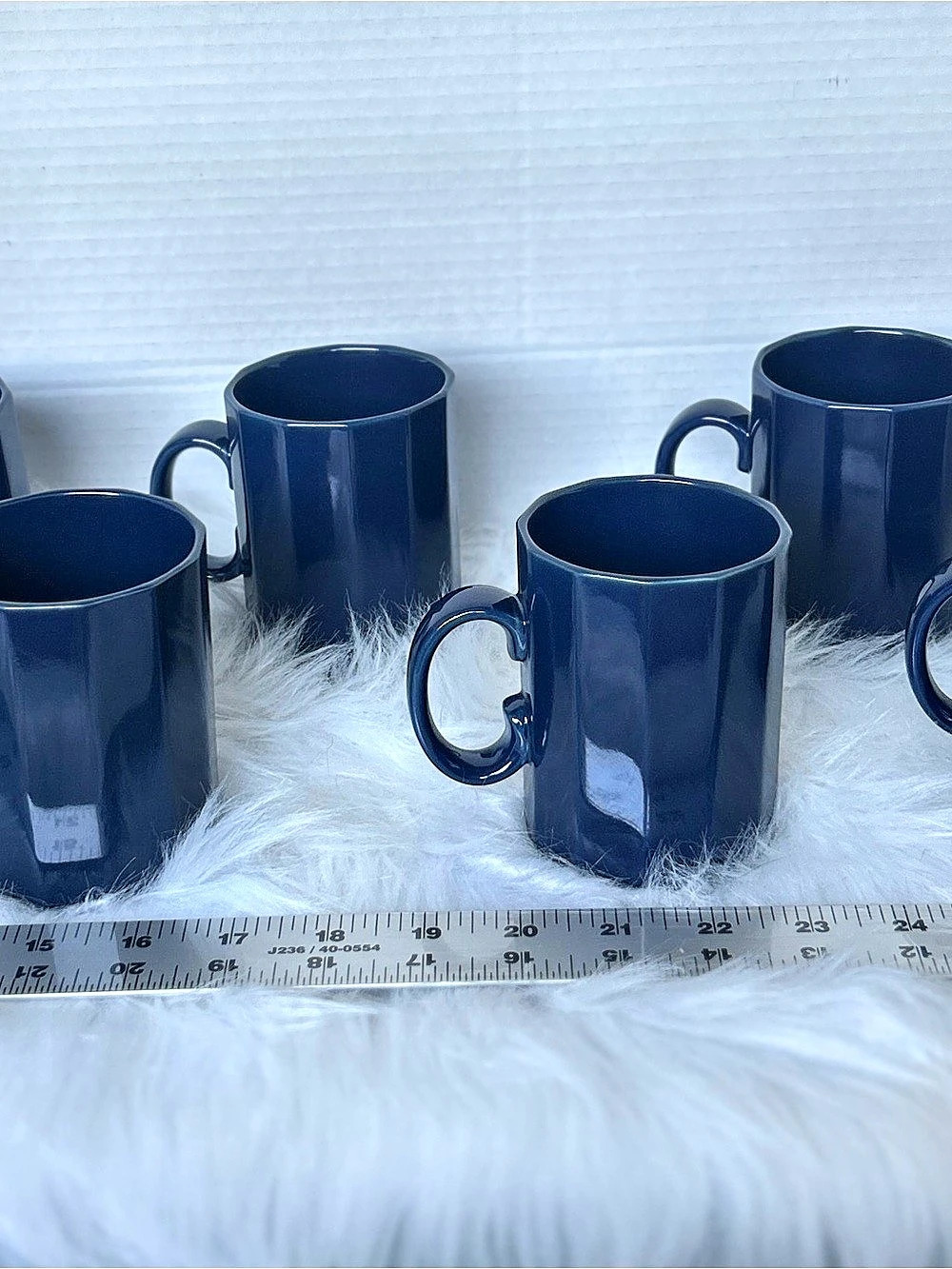6x Vintage Japan Otagiri Blue & Gold Mug